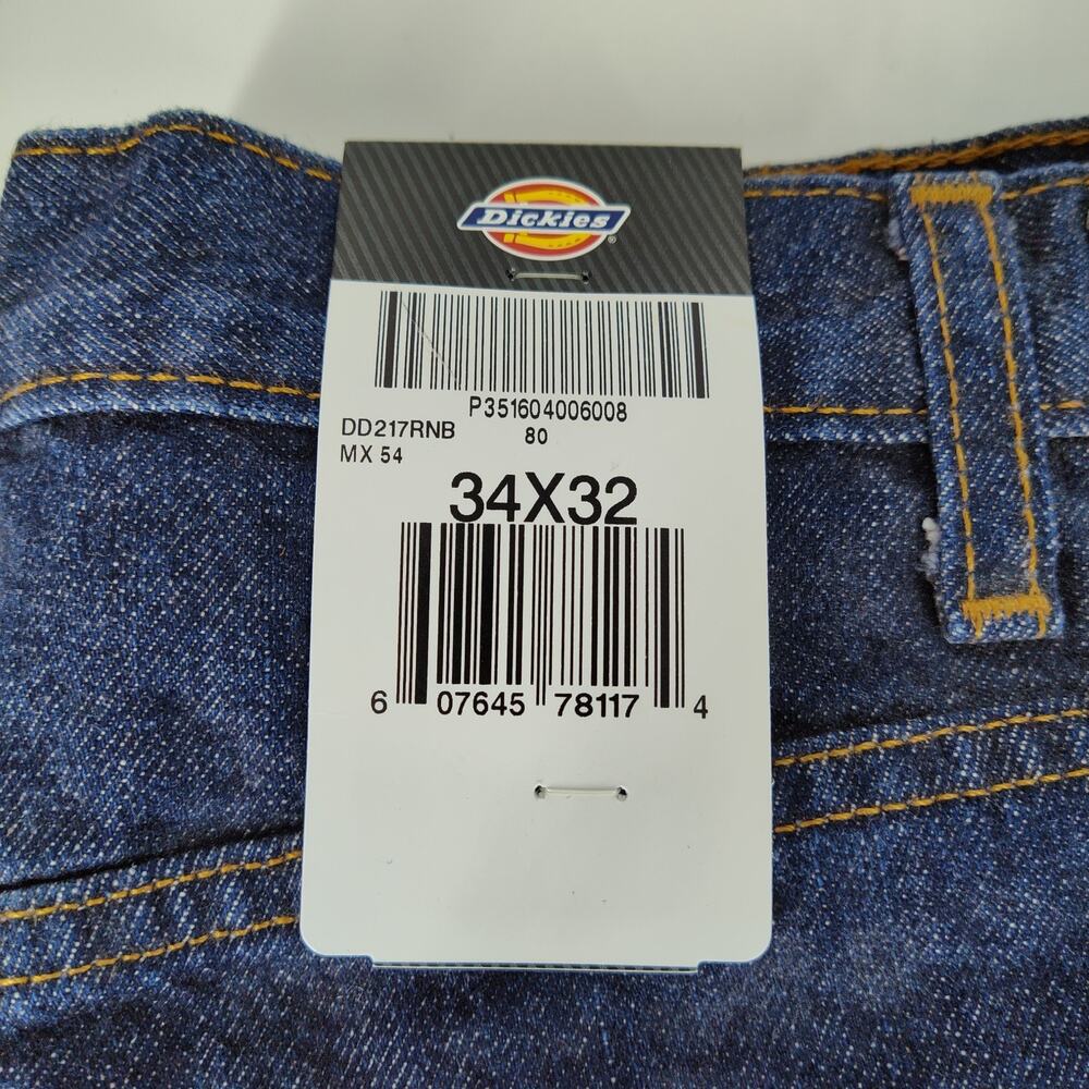 Dickies Flannel Lined Relaxed Fit Straight Leg Jeans 5-Pocket Dark Wash Blue NWT - Picture 4 of 11